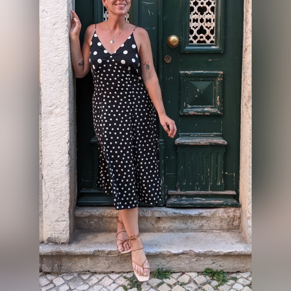 Banana Republic Black and White Polka Dot Midi Dress - Picture 3 of 5